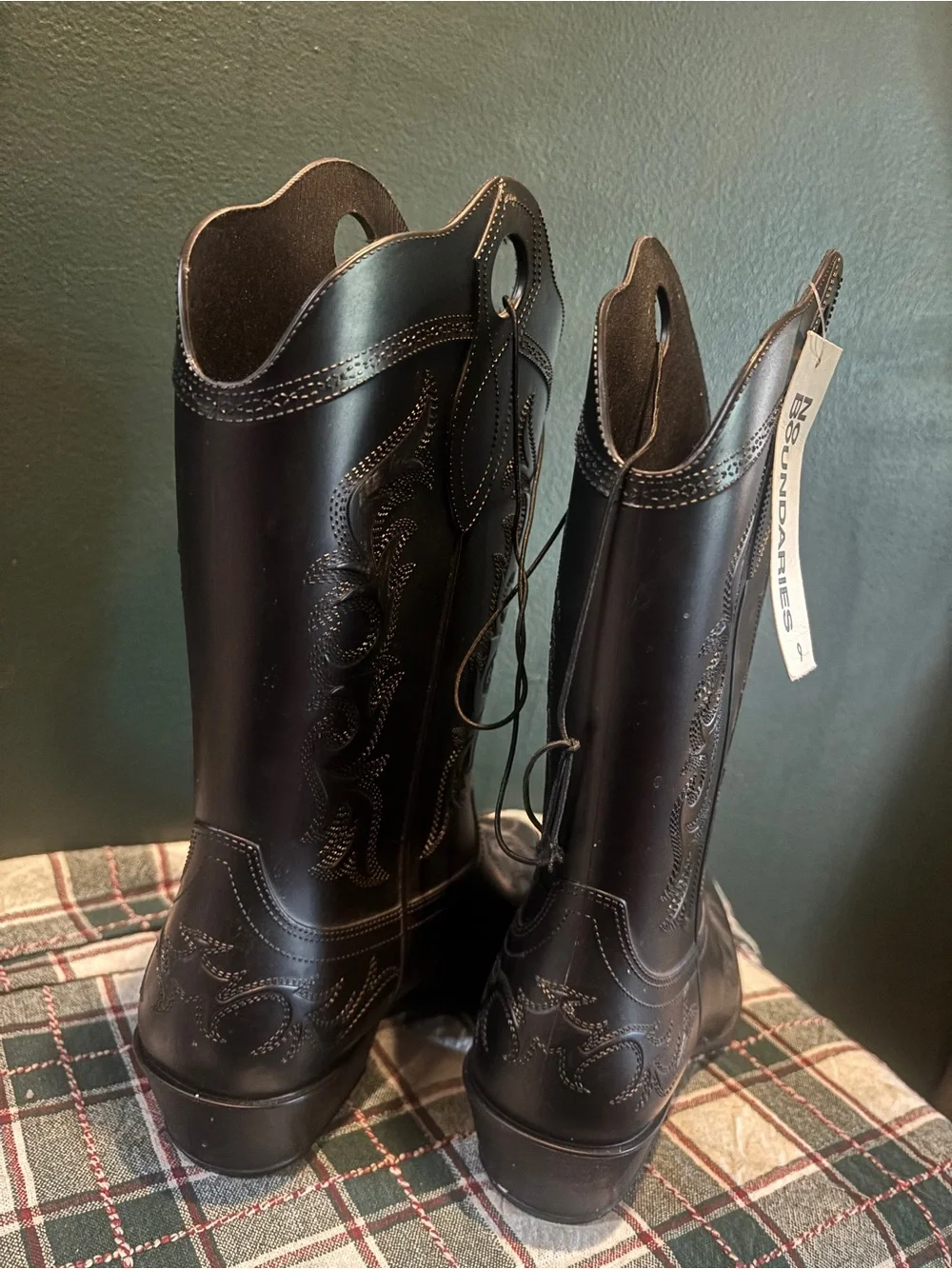 NWT Black Western Cowboy Rain Boots